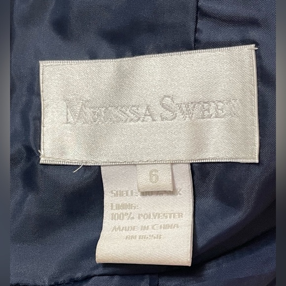 Melissa Sweet Blue Formal 100% Silk Half Shoulder Dress Size 6 - Picture 7 of 8